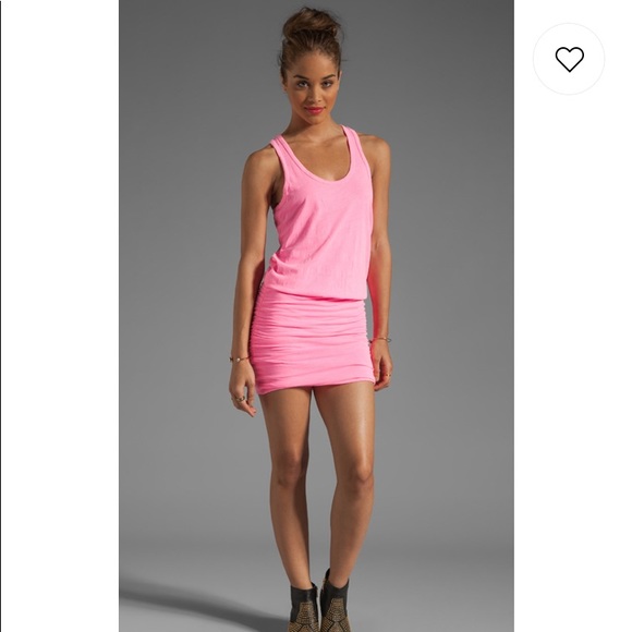 Sundry Dresses & Skirts - Sundry Slub Ruched Tank Dress in Neon Pink